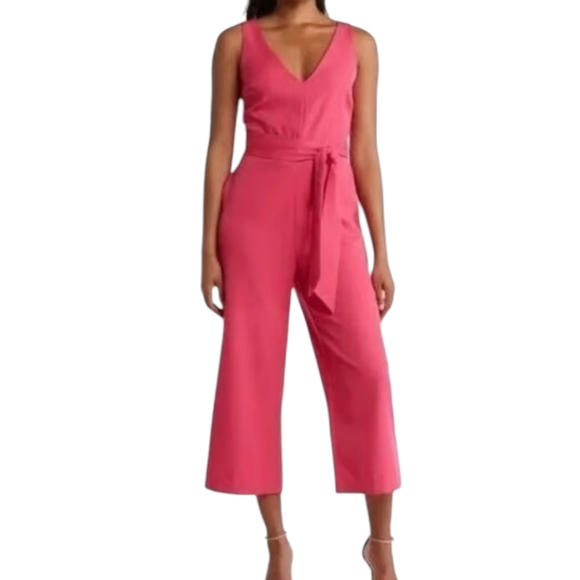 Sam Edelman pink cropped leg pink knit jumpsuit NWT Sz 10 - Picture 6 of 6